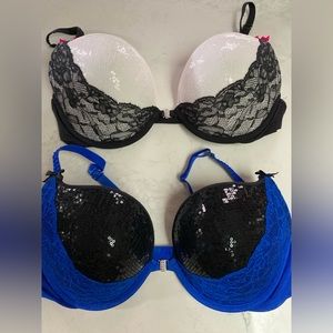 Pair of LaSenza Beyond Cleavage Sz 38C Front clasp Convertible Lace & Bead